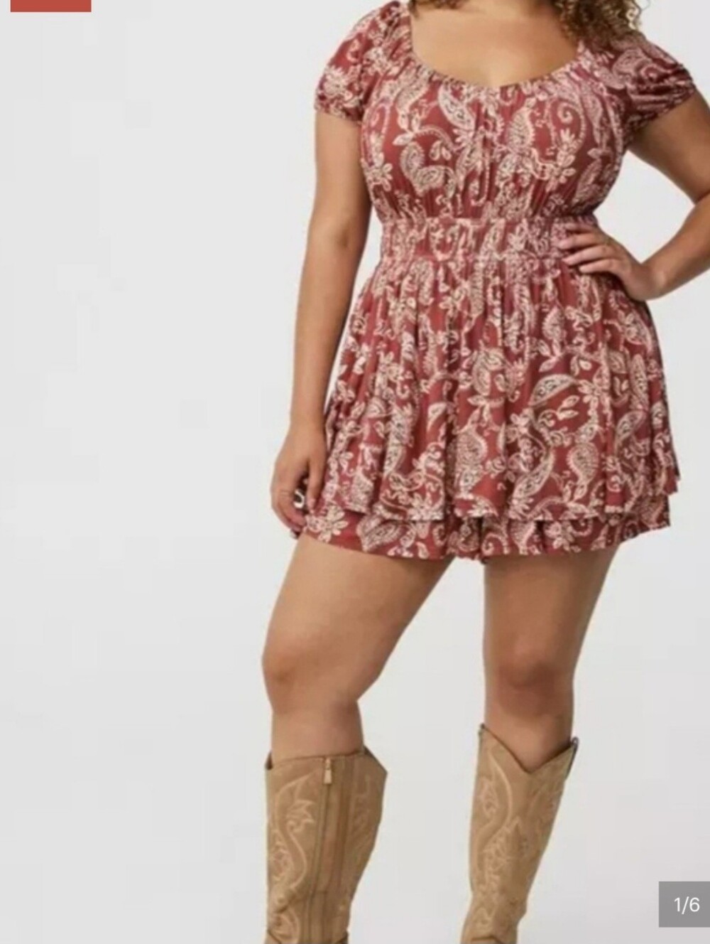 Torrid Rust Paisley Smocked Romper | Size 1X (14/16) - Like New